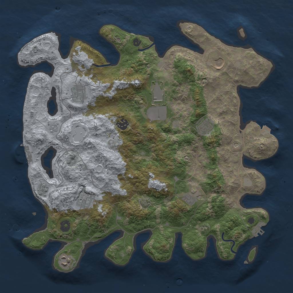 Rust Map: Procedural Map, Size: 3850, Seed: 675119, 17 Monuments