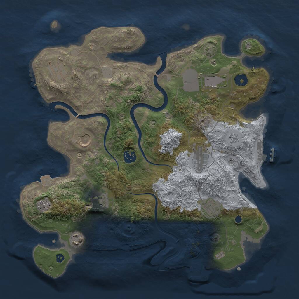 Rust Map: Procedural Map, Size: 3500, Seed: 2999750, 15 Monuments