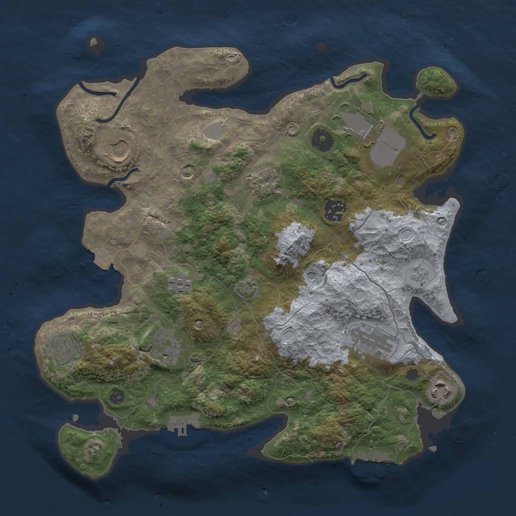 Rust Map: Procedural Map, Size: 3500, Seed: 2999750, 17 Monuments