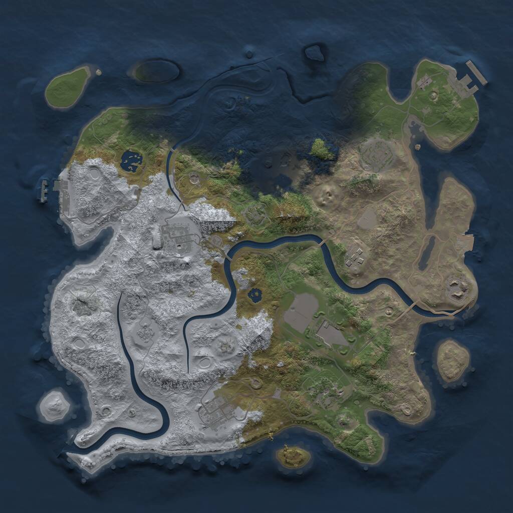 Rust Map: Procedural Map, Size: 3600, Seed: 121, 15 Monuments