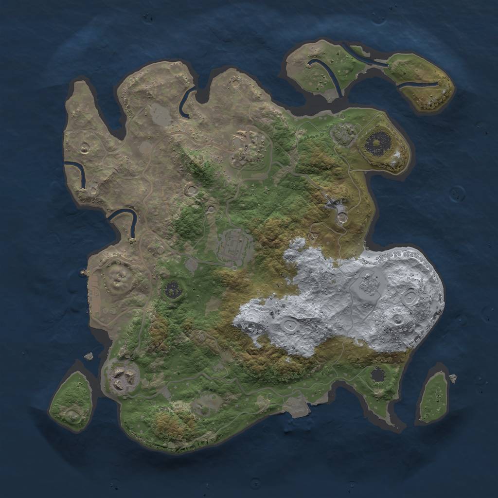 Rust Map: Procedural Map, Size: 3000, Seed: 20202, 10 Monuments
