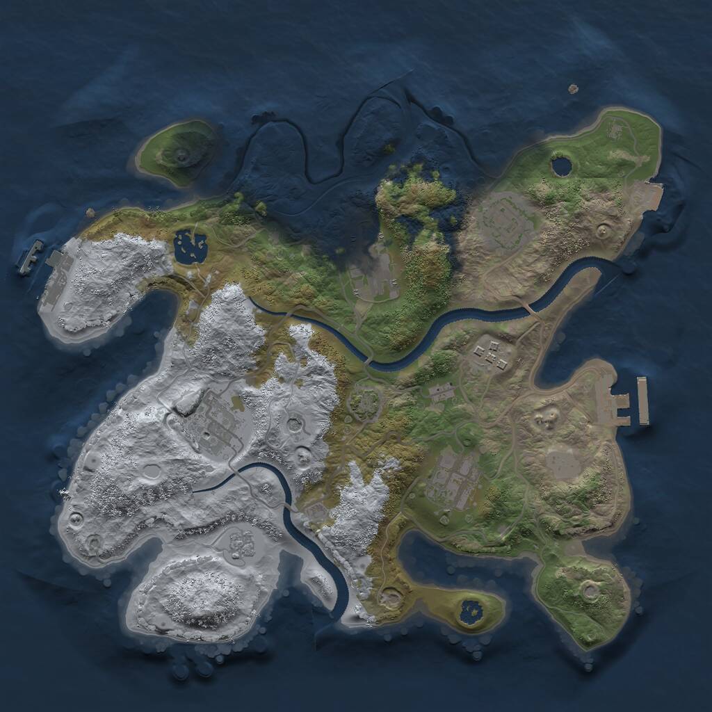 Rust Map: Procedural Map, Size: 3000, Seed: 777697438, 12 Monuments