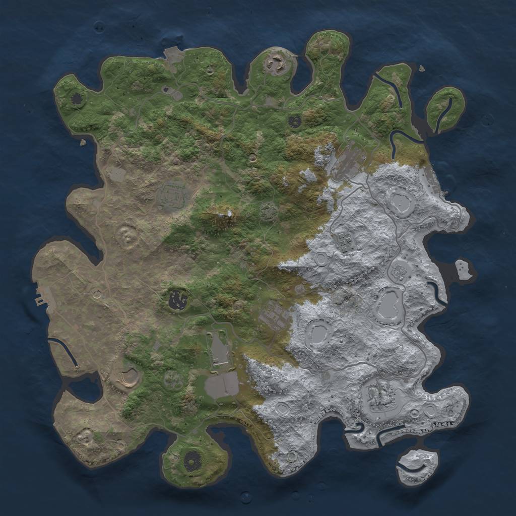 Rust Map: Procedural Map, Size: 4000, Seed: 1562510460, 17 Monuments