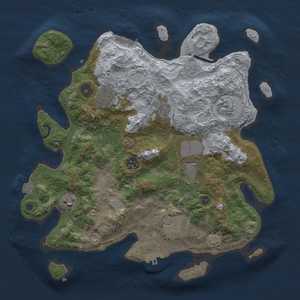 Rust Map: Procedural Map, Size: 3500, Seed: 556134663, 15 Monuments