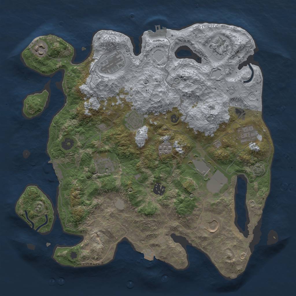 Rust Map: Procedural Map, Size: 3600, Seed: 66493565, 18 Monuments