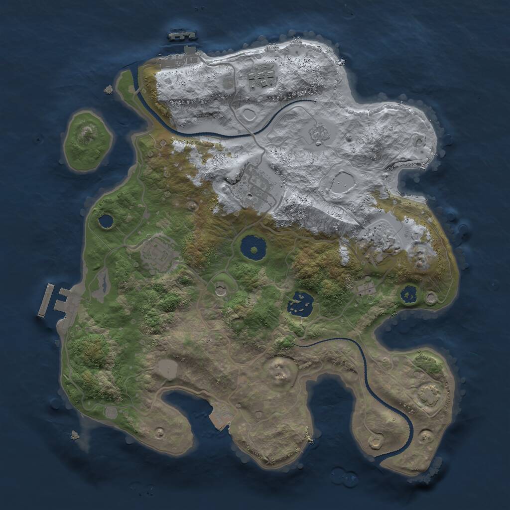 Rust Map: Procedural Map, Size: 3000, Seed: 1085005896, 11 Monuments