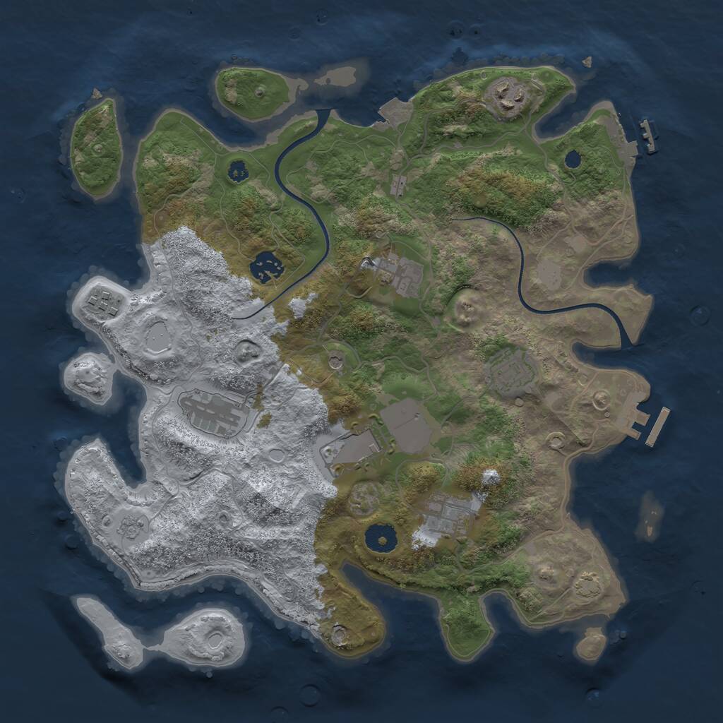 Rust Map: Procedural Map, Size: 3500, Seed: 459845, 14 Monuments