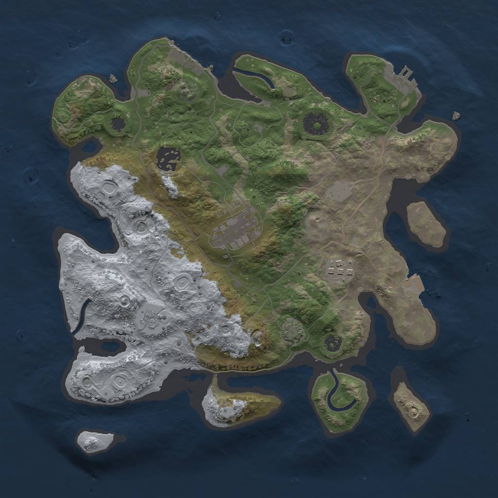 Rust Map: Procedural Map, Size: 3000, Seed: 43553632, 11 Monuments