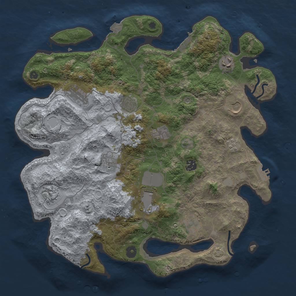 Rust Map: Procedural Map, Size: 3800, Seed: 662667, 19 Monuments