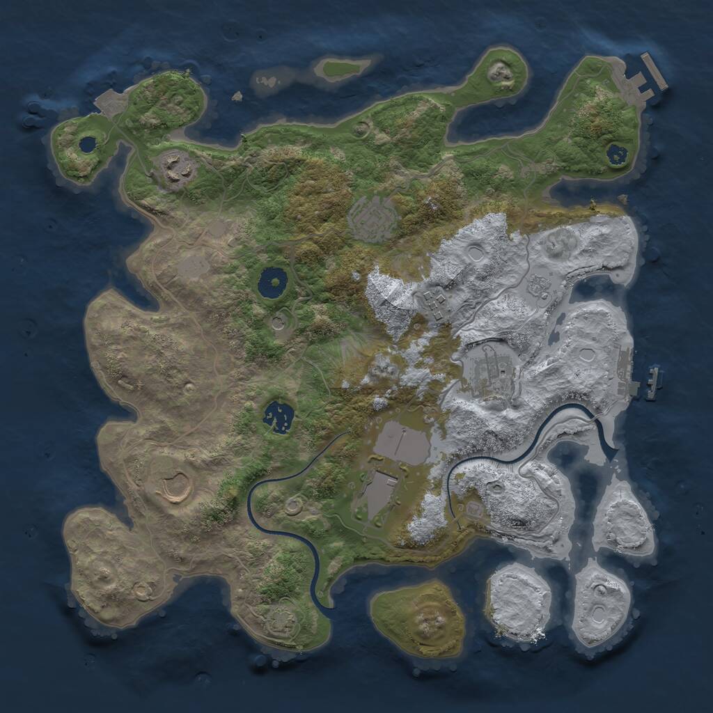 Rust Map: Procedural Map, Size: 3500, Seed: 697327519, 13 Monuments
