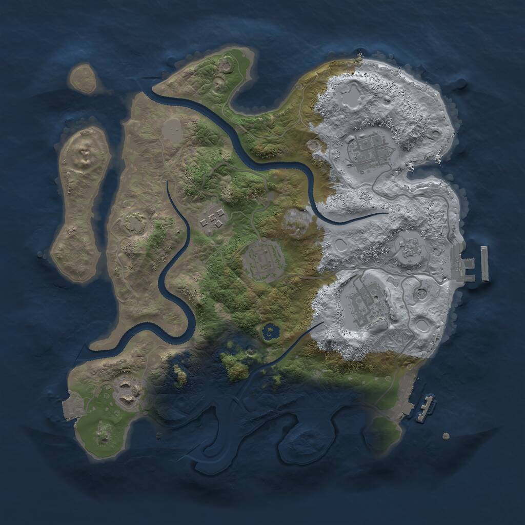 Rust Map: Procedural Map, Size: 3000, Seed: 842289875, 11 Monuments