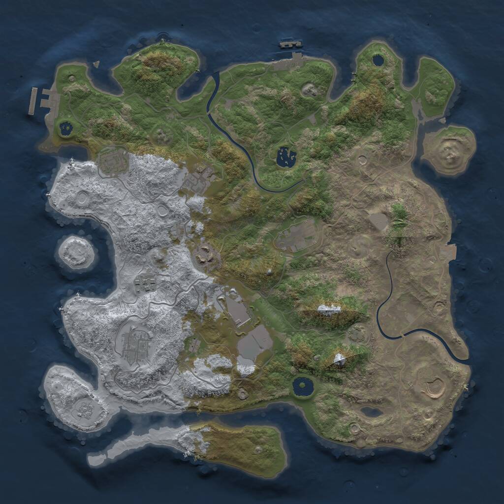 Rust Map: Procedural Map, Size: 3700, Seed: 77423385, 15 Monuments