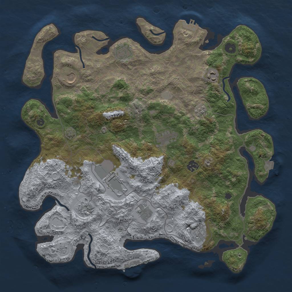 Rust Map: Procedural Map, Size: 4000, Seed: 1747750706, 18 Monuments