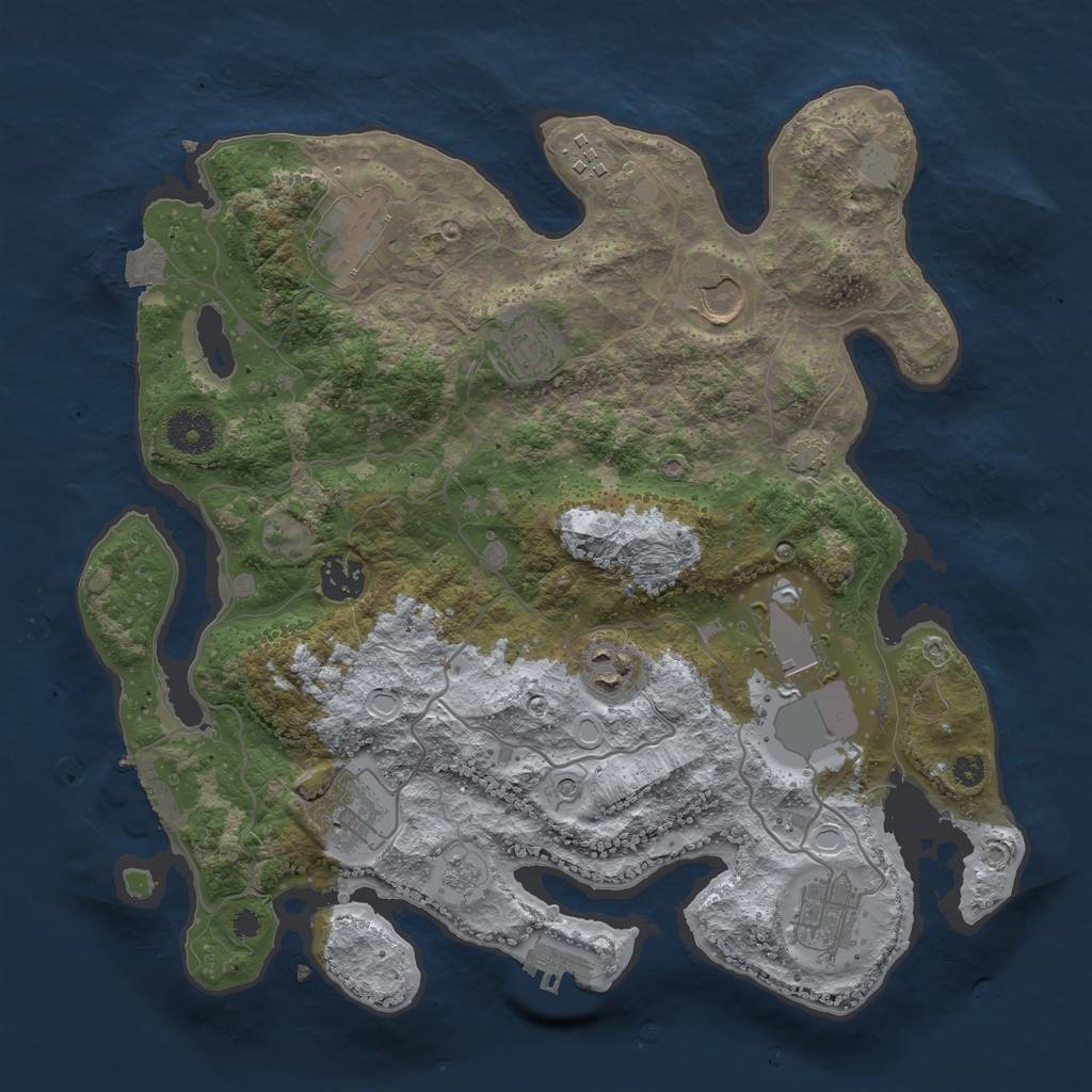 Rust Map: Procedural Map, Size: 3500, Seed: 1292715320, 17 Monuments