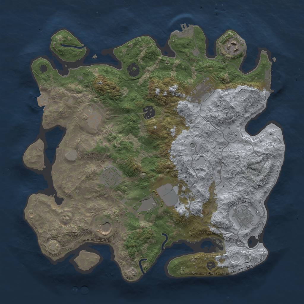 Rust Map: Procedural Map, Size: 3500, Seed: 70509507, 16 Monuments