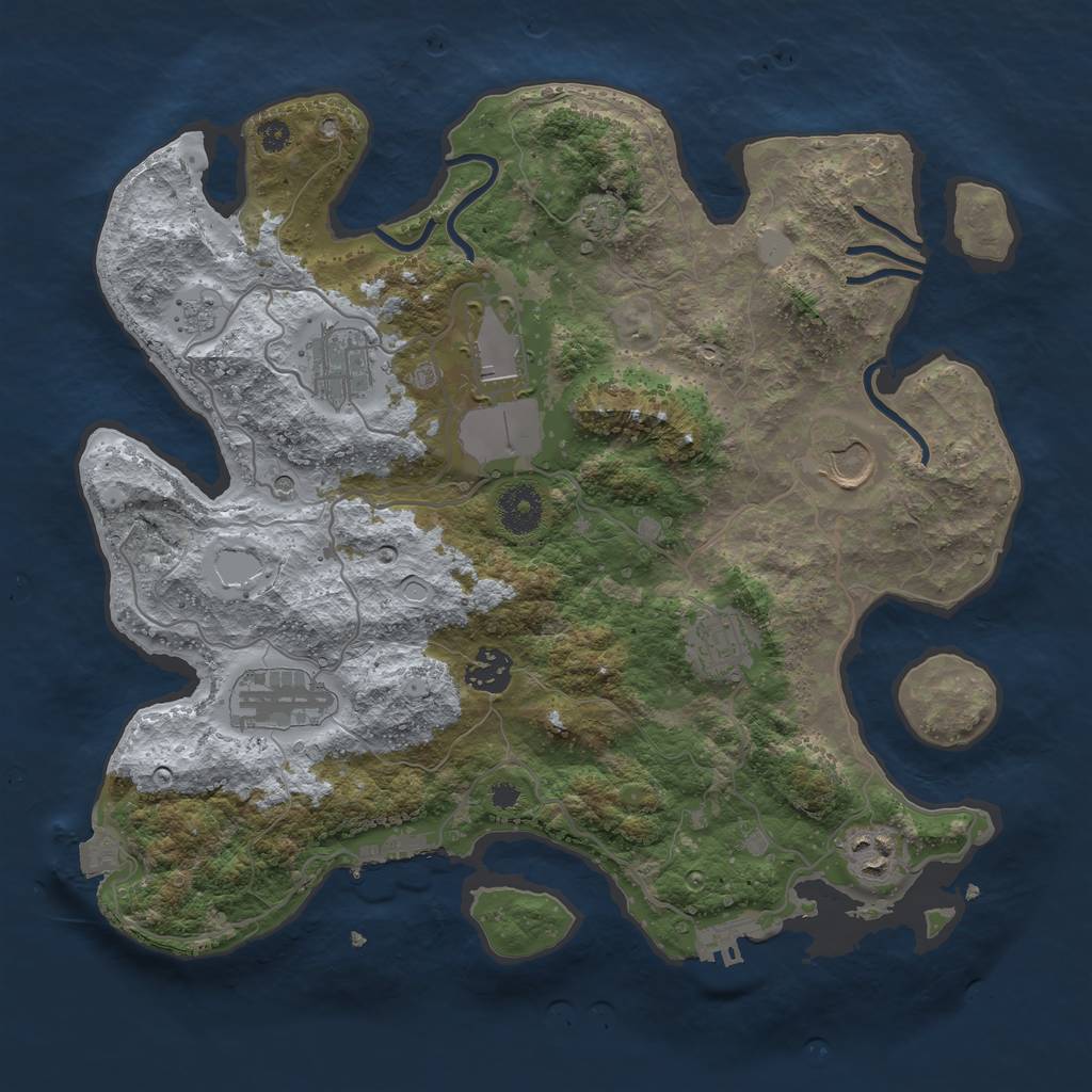 Rust Map: Procedural Map, Size: 3500, Seed: 306591, 15 Monuments