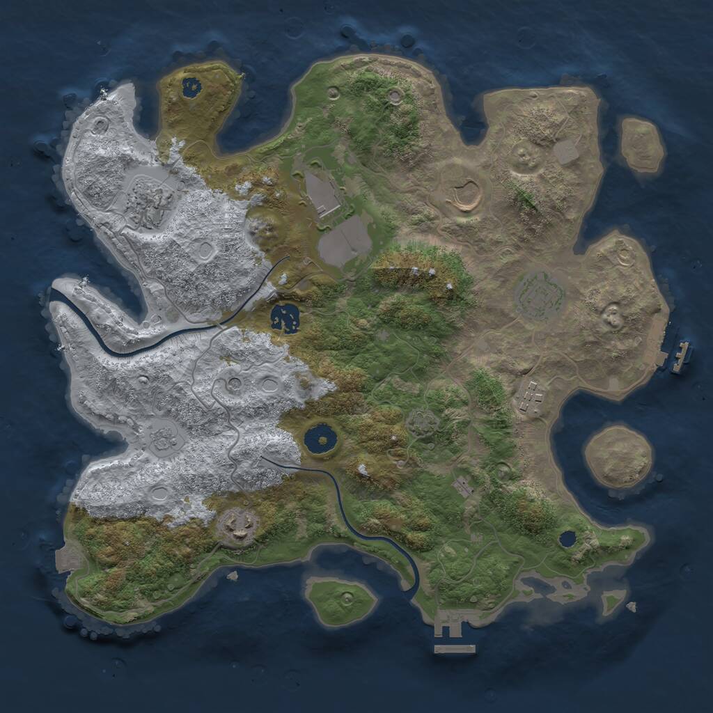 Rust Map: Procedural Map, Size: 3500, Seed: 306591, 13 Monuments