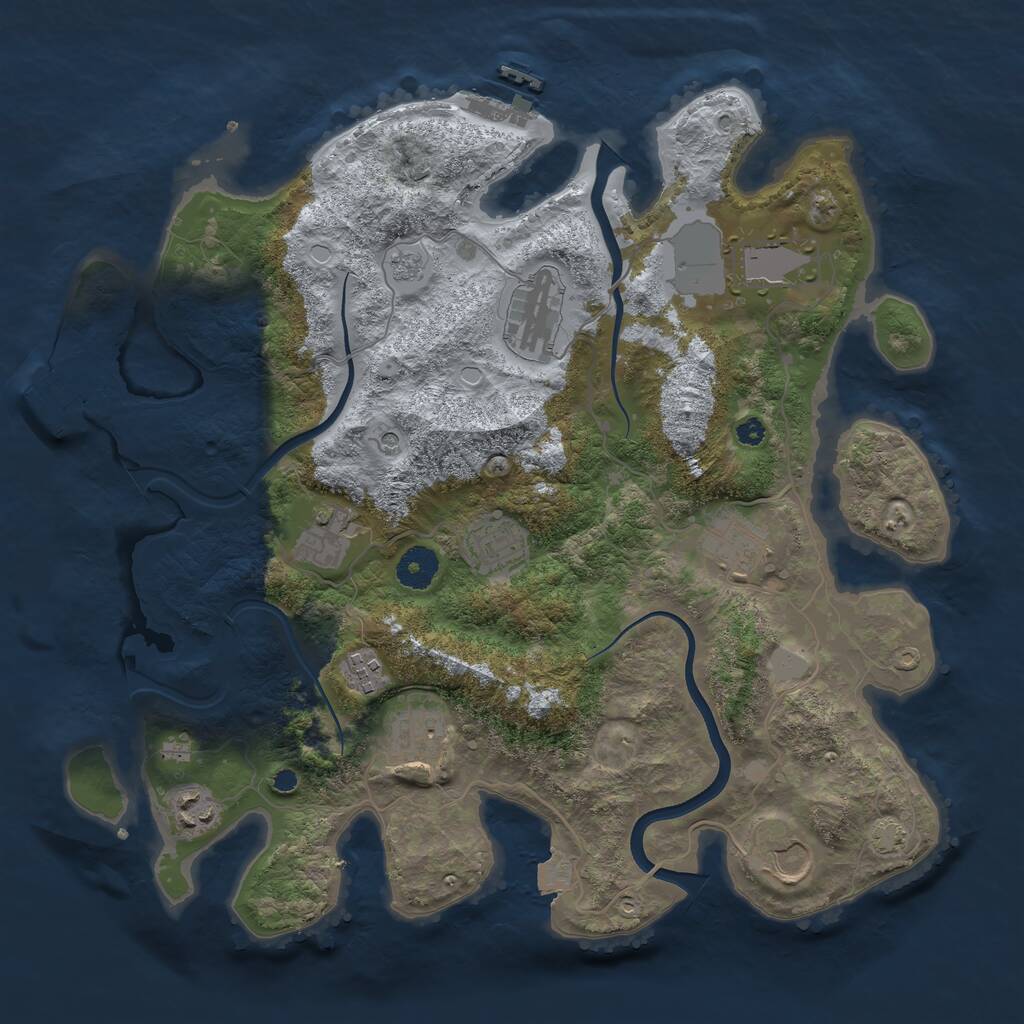 Rust Map: Procedural Map, Size: 3700, Seed: 2113432660, 15 Monuments