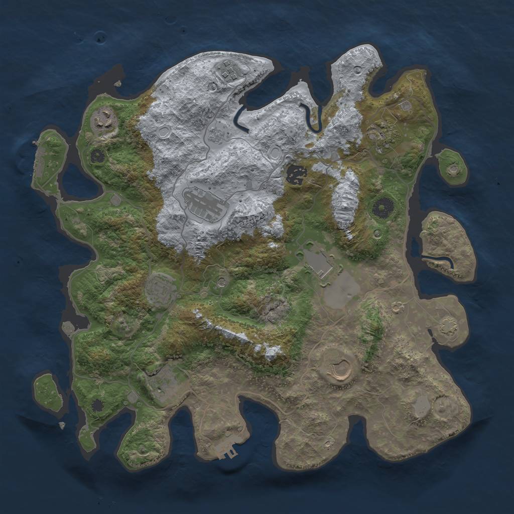 Rust Map: Procedural Map, Size: 3700, Seed: 2113432660, 17 Monuments