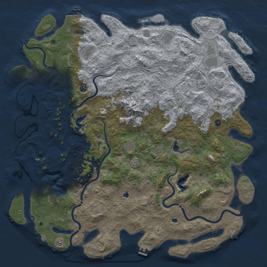 Rust Map: Procedural Map, Size: 6000, Seed: 570070783, 17 Monuments