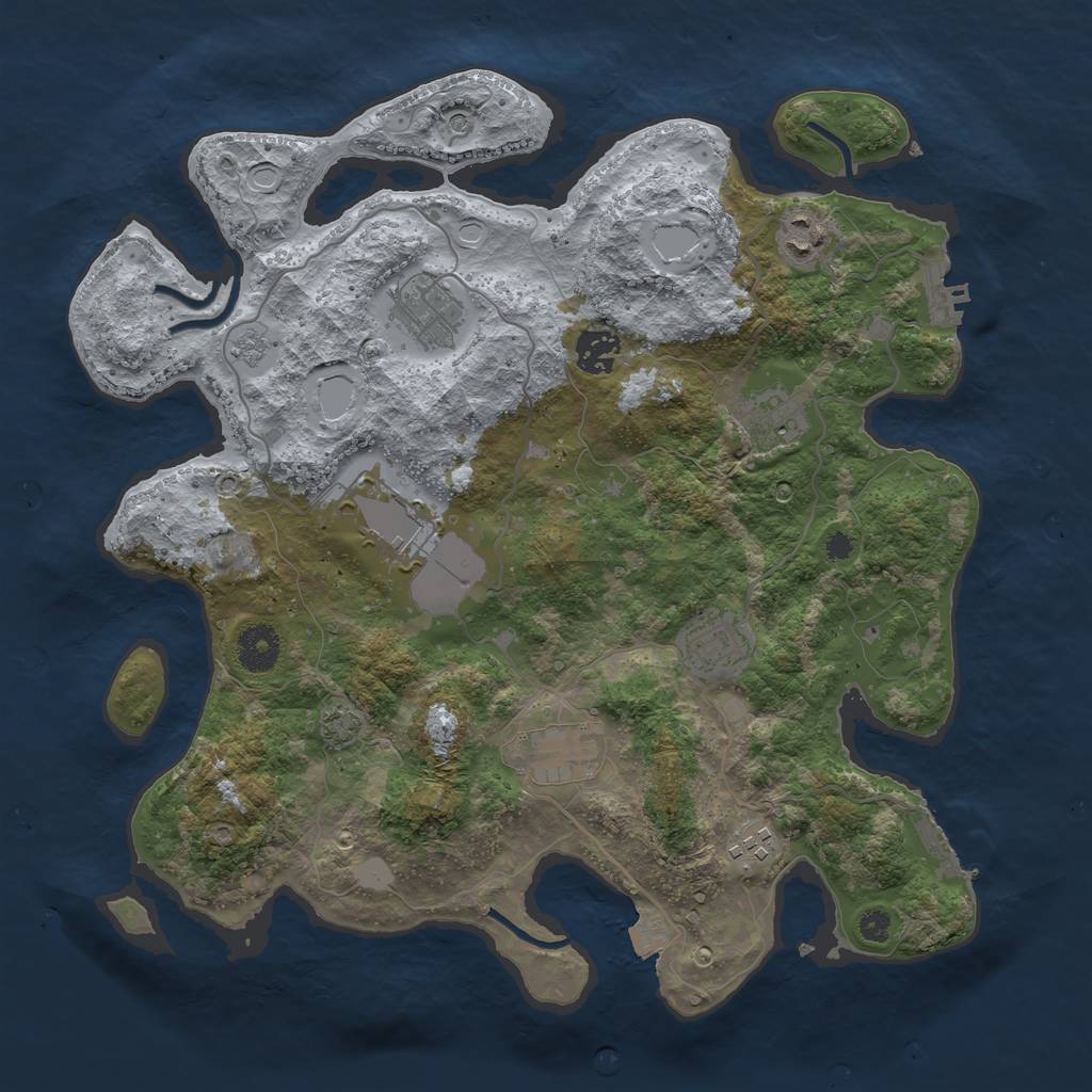 Rust Map: Procedural Map, Size: 3600, Seed: 4572350, 16 Monuments