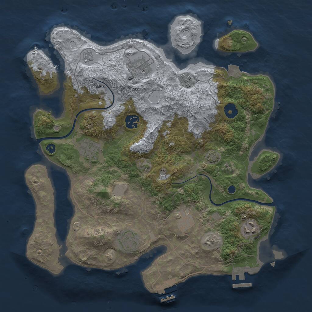 Rust Map: Procedural Map, Size: 3300, Seed: 3945, 13 Monuments