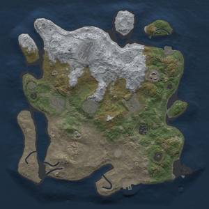 Thumbnail Rust Map: Procedural Map, Size: 3300, Seed: 3945, 15 Monuments