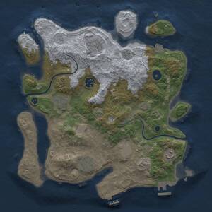 Thumbnail Rust Map: Procedural Map, Size: 3300, Seed: 3945, 13 Monuments