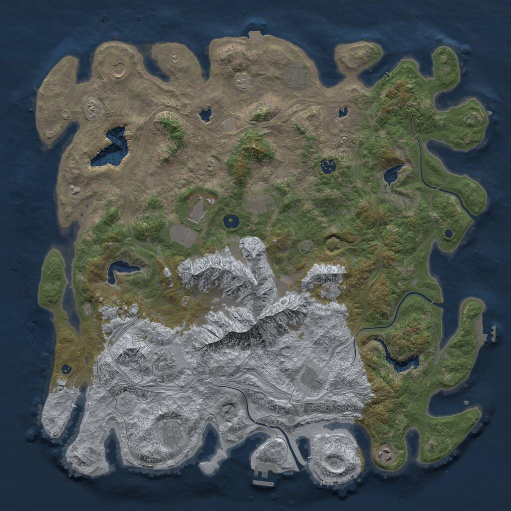 Rust Map: Procedural Map, Size: 5000, Seed: 44912, 16 Monuments