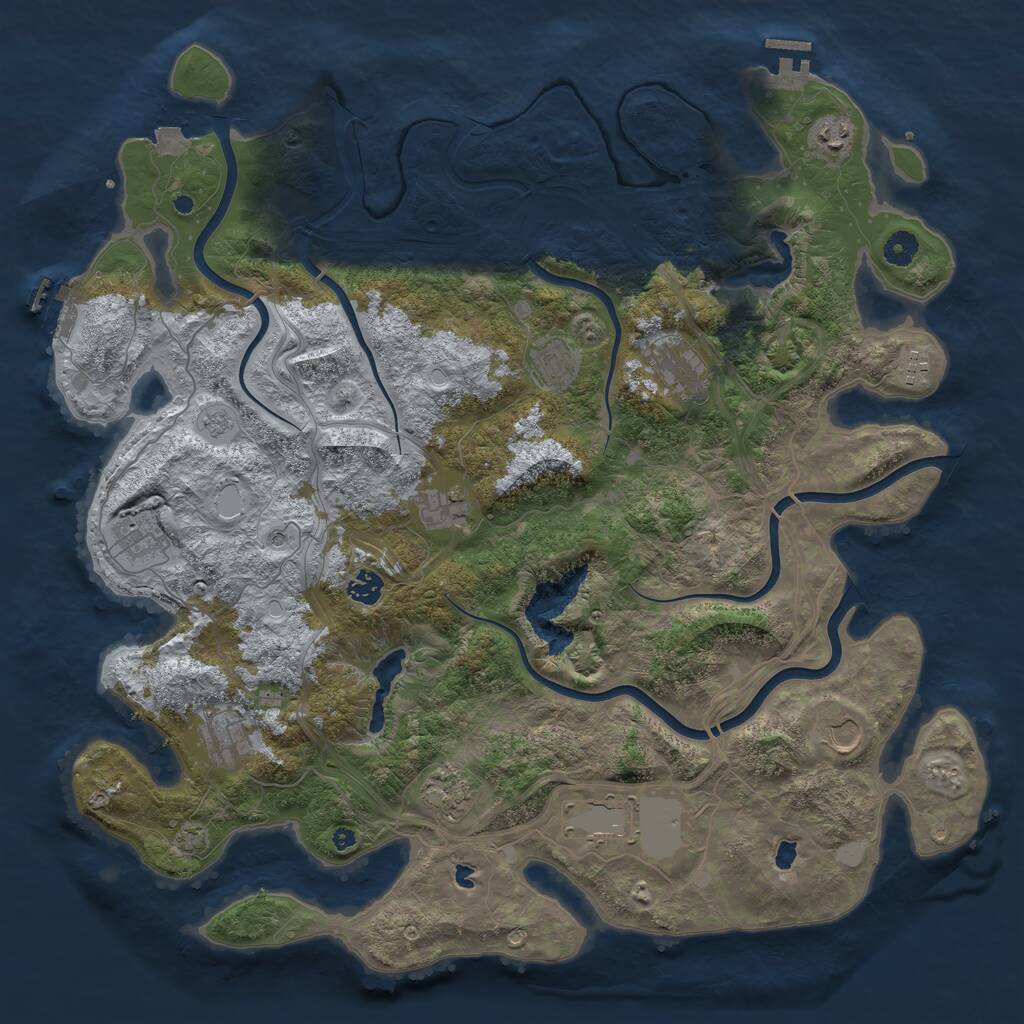 Rust Map: Procedural Map, Size: 4500, Seed: 868564863, 17 Monuments