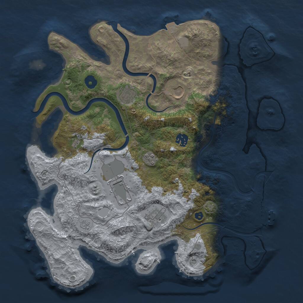 Rust Map: Procedural Map, Size: 3600, Seed: 131052023, 11 Monuments