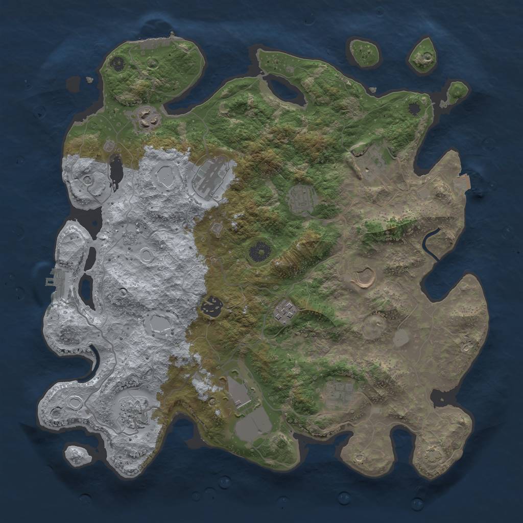 Rust Map: Procedural Map, Size: 3800, Seed: 48696453, 18 Monuments