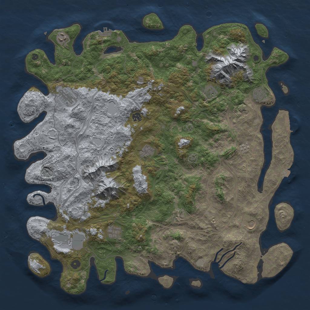 Rust Map: Procedural Map, Size: 5000, Seed: 50566, 19 Monuments