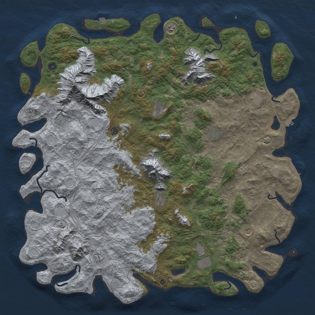 Rust Map: Procedural Map, Size: 6000, Seed: 1660354211, 19 Monuments