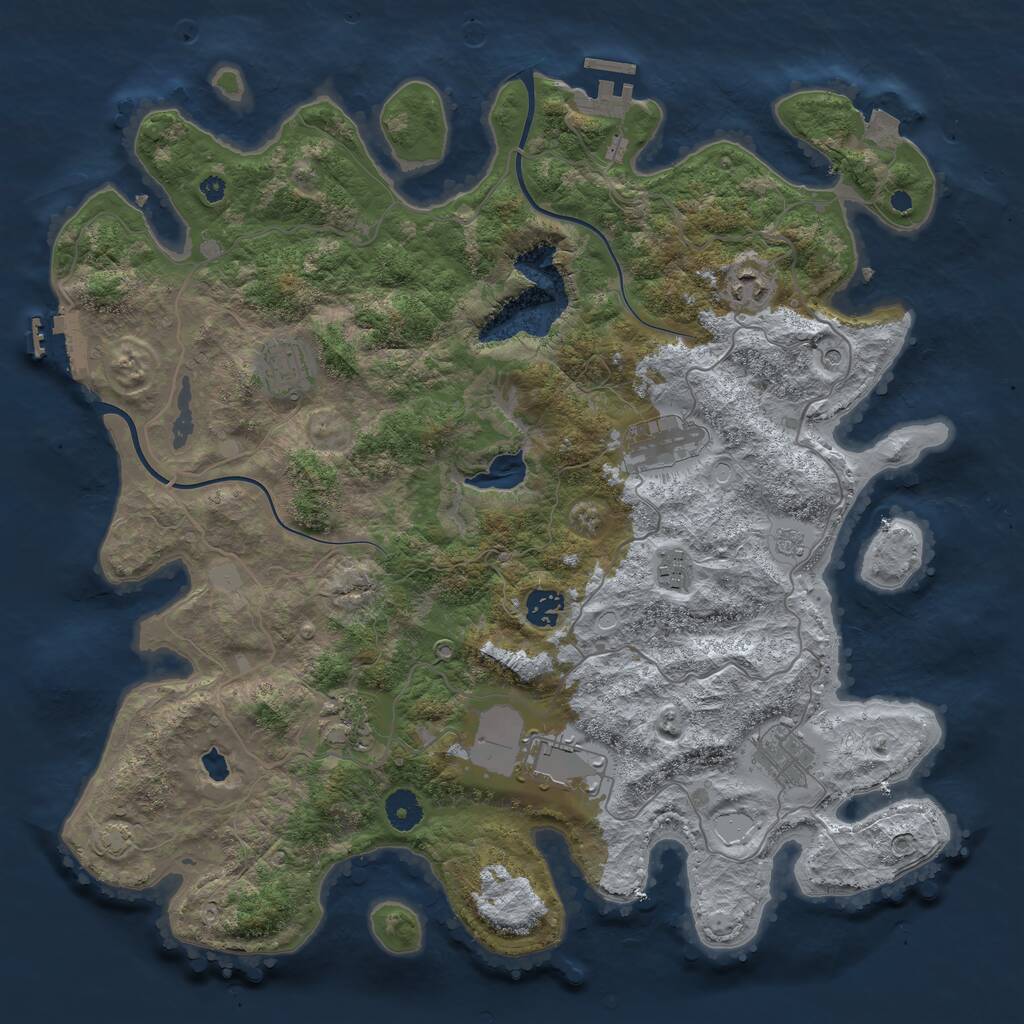 Rust Map: Procedural Map, Size: 4000, Seed: 1915934230, 14 Monuments