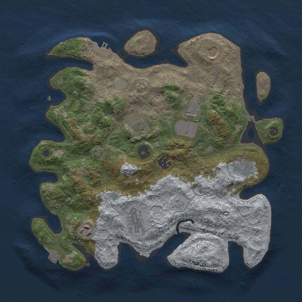 Rust Map: Procedural Map, Size: 3500, Seed: 2121136478, 14 Monuments