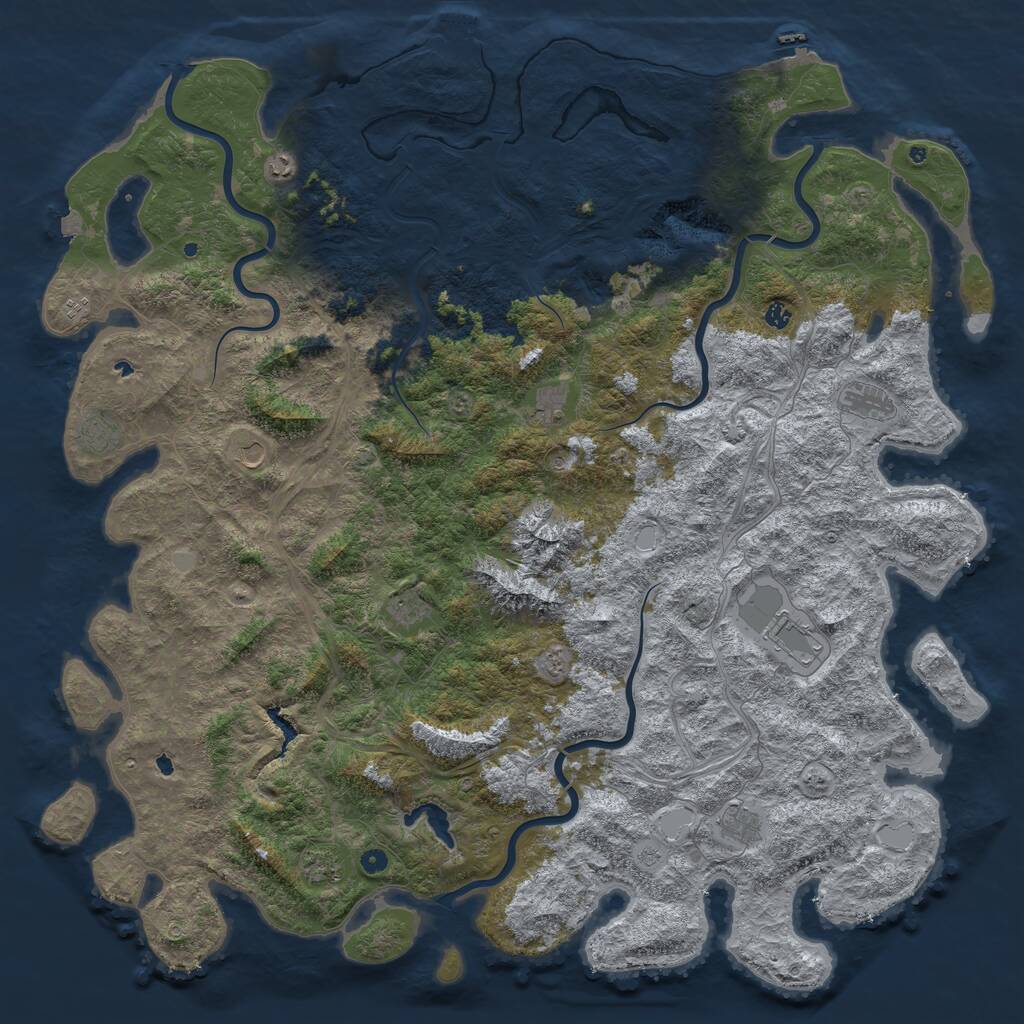 Rust Map: Procedural Map, Size: 6000, Seed: 1574496539, 17 Monuments