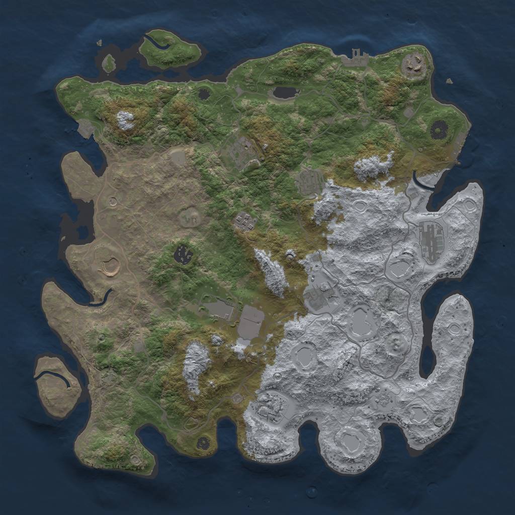 Rust Map: Procedural Map, Size: 4096, Seed: 712372, 18 Monuments