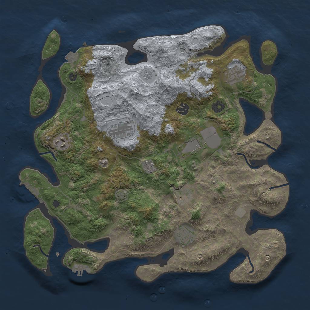Rust Map: Procedural Map, Size: 3750, Seed: 771314520, 16 Monuments