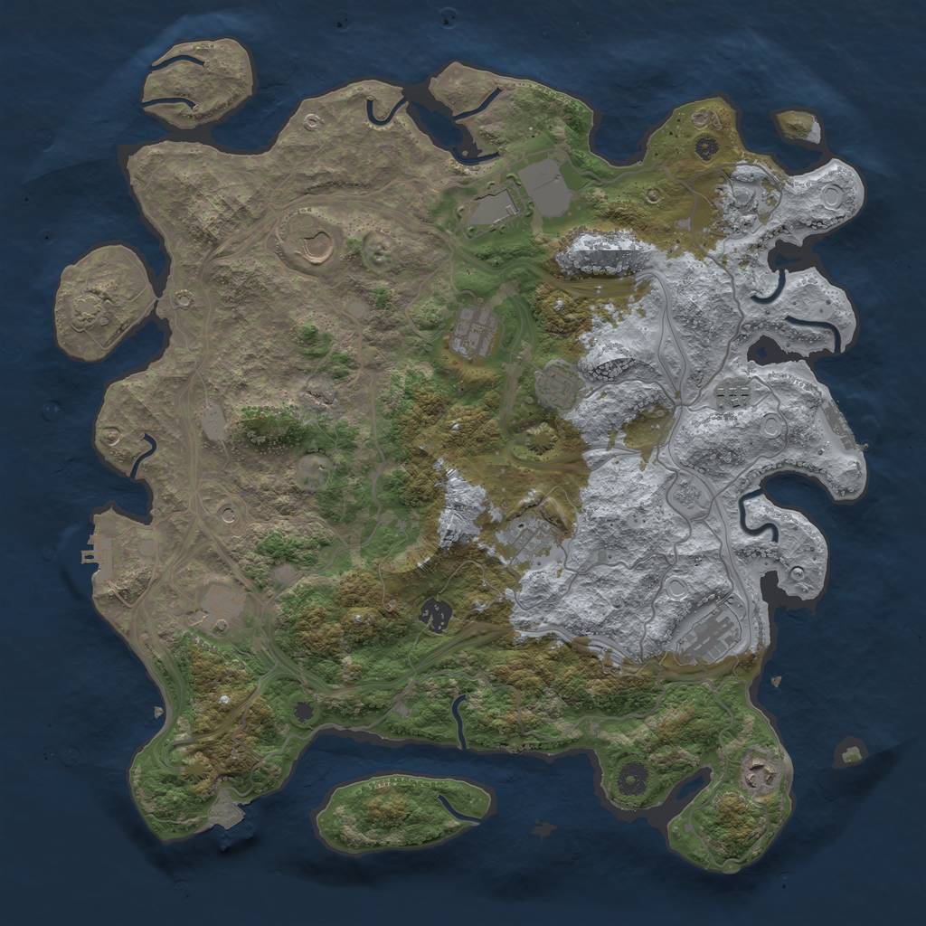 Rust Map: Procedural Map, Size: 4250, Seed: 1043522870, 19 Monuments