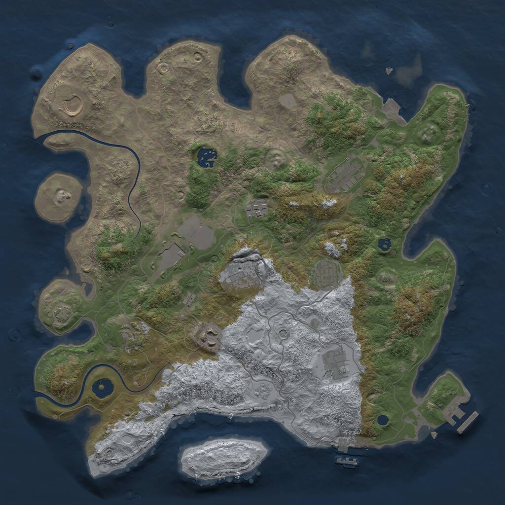 Rust Map: Procedural Map, Size: 3750, Seed: 838883568, 16 Monuments