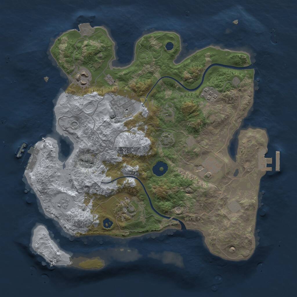 Rust Map: Procedural Map, Size: 3000, Seed: 1163982854, 11 Monuments