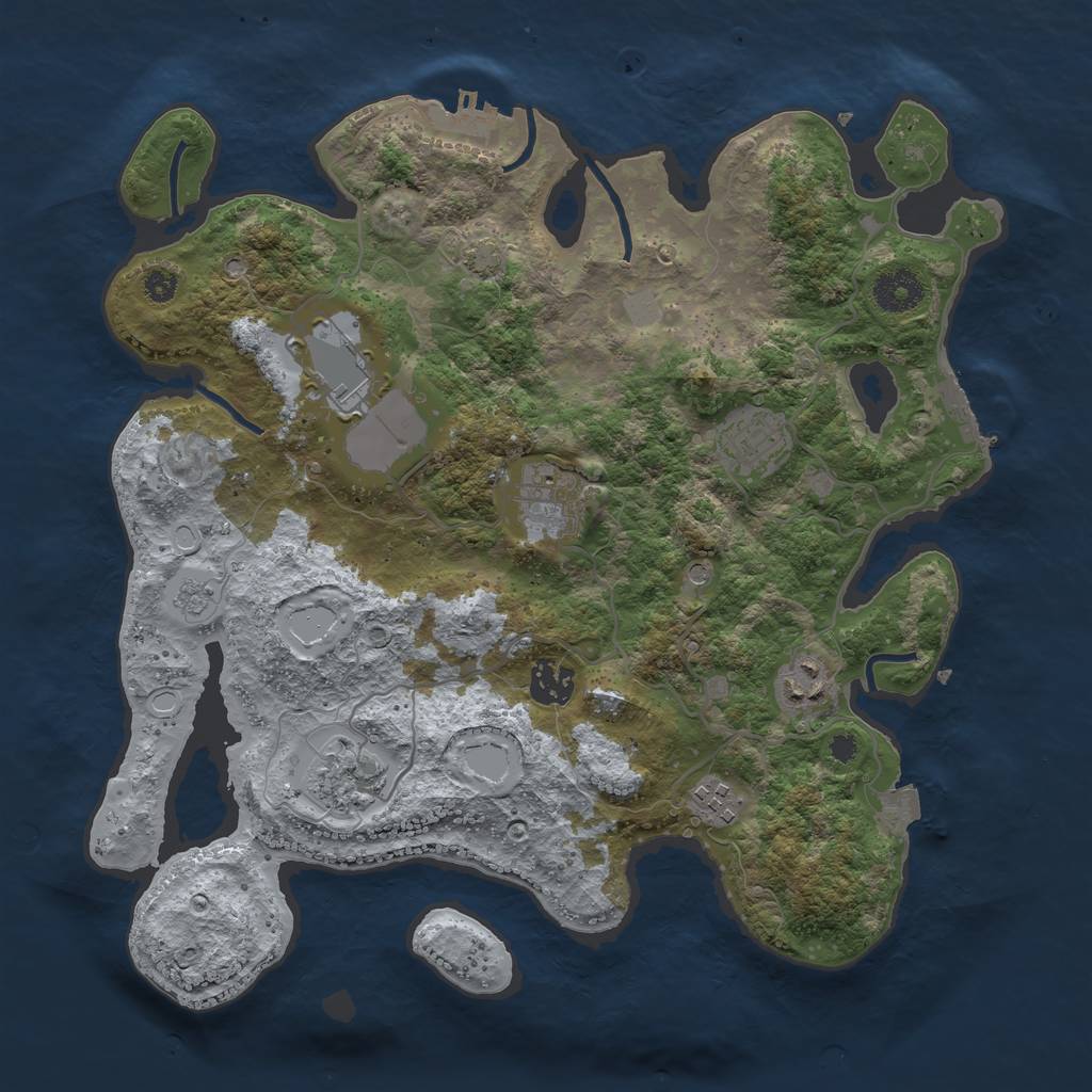 Rust Map: Procedural Map, Size: 3500, Seed: 1196170031, 15 Monuments