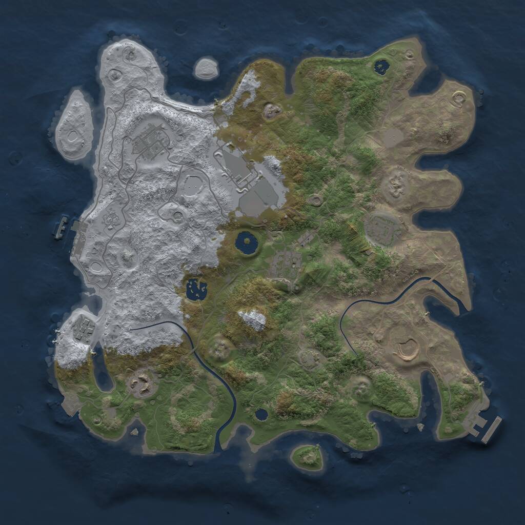 Rust Map: Procedural Map, Size: 3550, Seed: 74181129, 14 Monuments