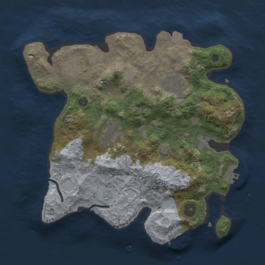 Rust Map: Procedural Map, Size: 3000, Seed: 1053954502, 11 Monuments