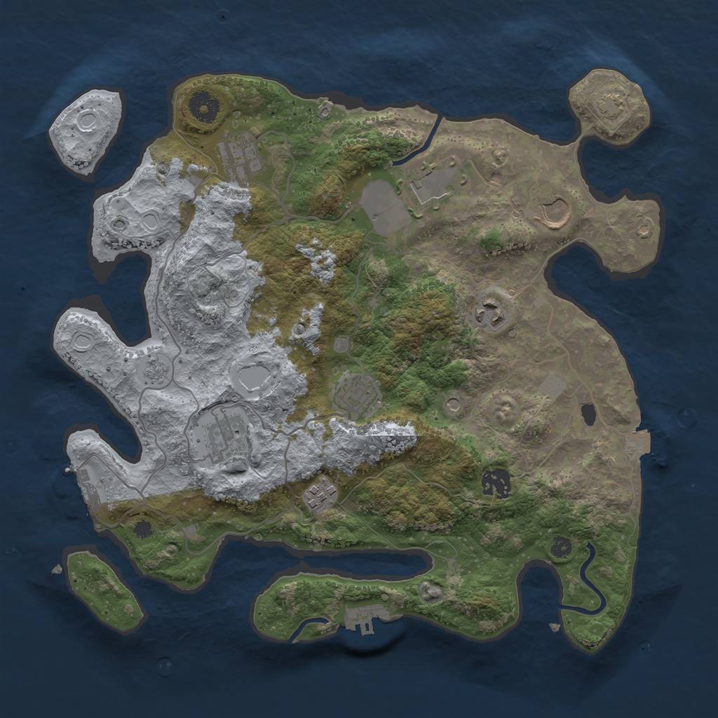 Rust Map: Procedural Map, Size: 3500, Seed: 1271015806, 16 Monuments