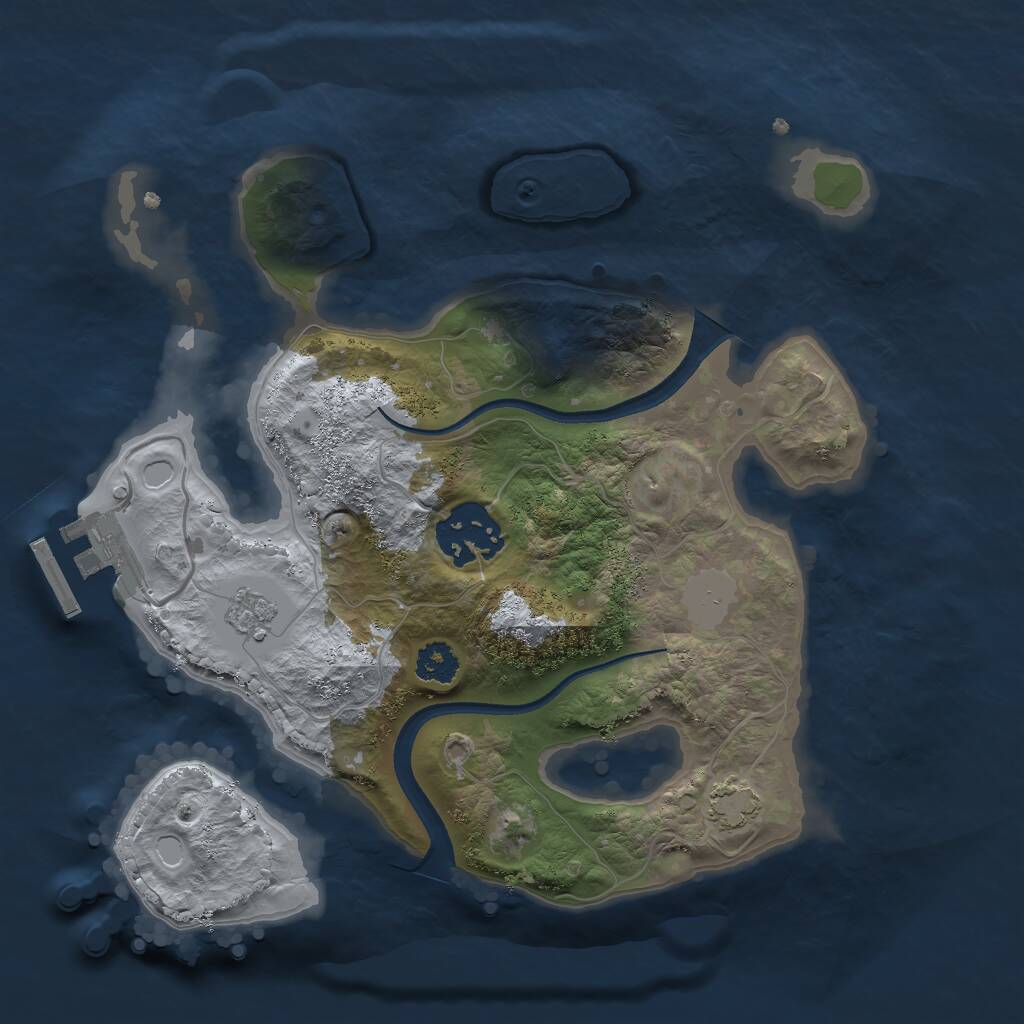 Rust Map: Procedural Map, Size: 2450, Seed: 1281498699, 5 Monuments