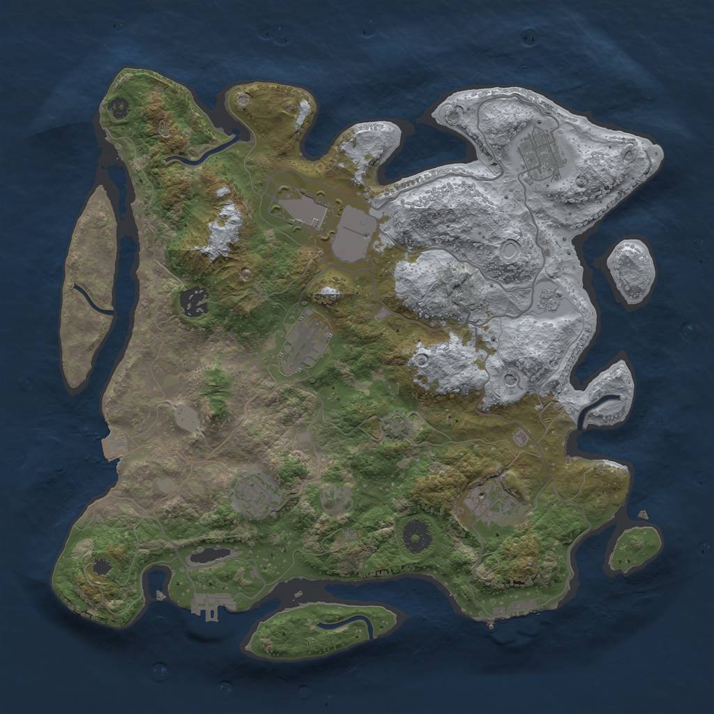 Rust Map: Procedural Map, Size: 3500, Seed: 1068263221, 14 Monuments