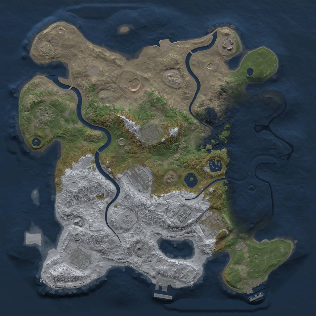 Rust Map: Procedural Map, Size: 3500, Seed: 1030831819, 15 Monuments