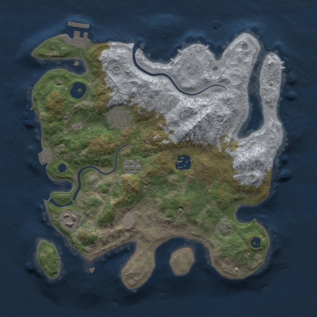 Rust Map: Procedural Map, Size: 3000, Seed: 250781252, 9 Monuments
